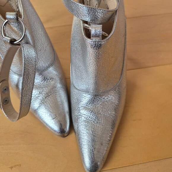 Altuzurra Silver Ankle Strap Heels Sz 40 - Picture 6 of 10